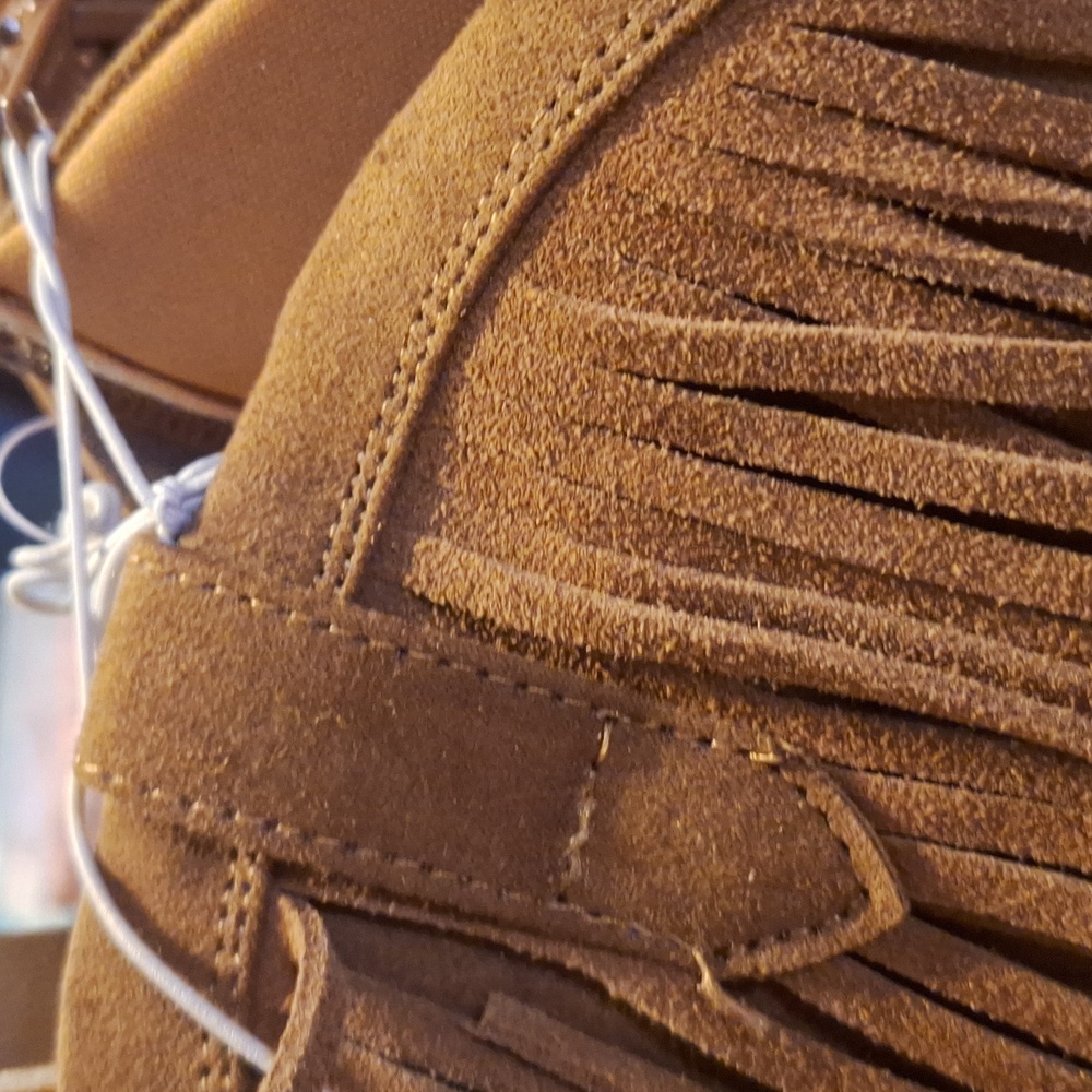 Fringe Suede Ankle Boots - Tan - Picture 3 of 12